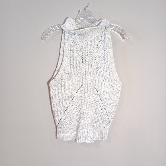 By Anthropologie Cowl Neck Ribbed Sweater Vest Grey Blue Size L - Picture 2 of 6